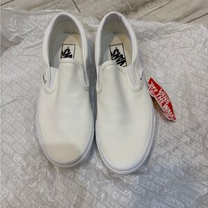 Vans Classic White Canvas Slip-Ons